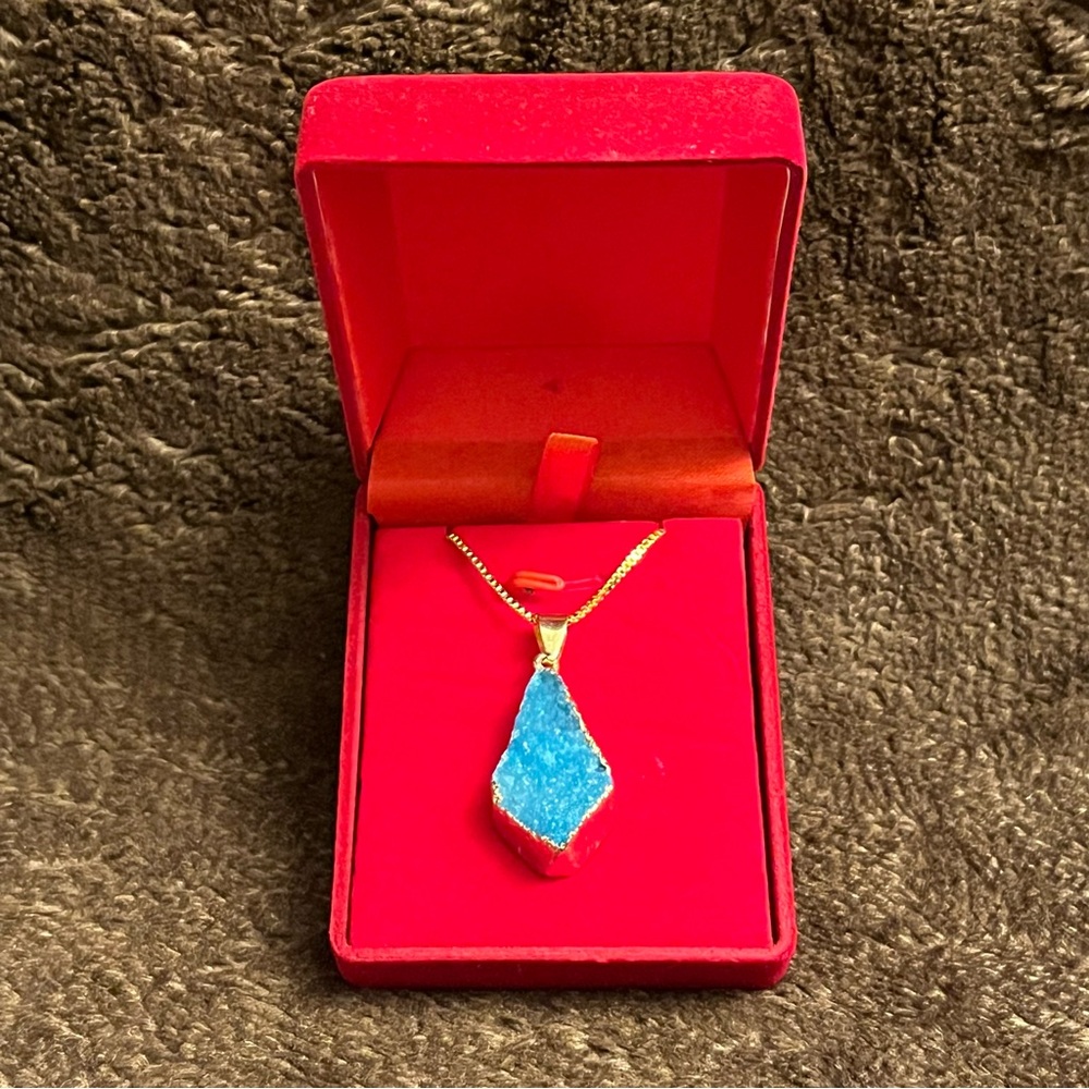 Blue and Gold Pendant Necklace